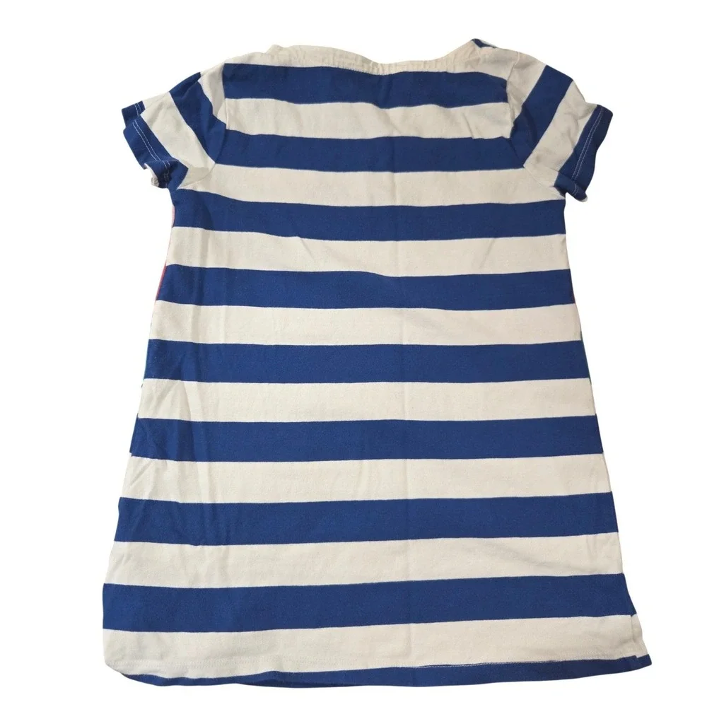 Mini‎ Boden Girls Blue White Striped Seahorse Applique Jersey Dress 6-7Y